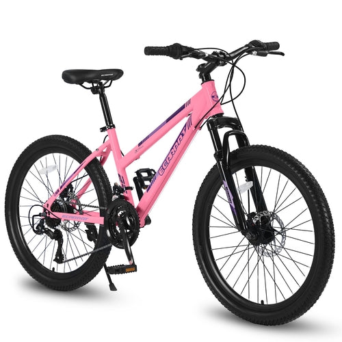 Carpat™ 26" pink trail bike with 21-speed gears, disc brakes & full suspension. For women & teens 5'1"–5'8". Ships from the US.